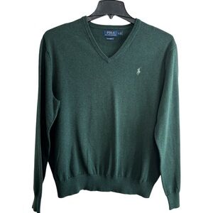 Polo Ralph Lauren Men's V-Neck Sweater Sz XL X-Large Pima Cotton Green Pony Logo